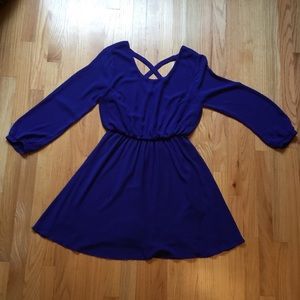 Blue dress from Francesca’s with criss cross back
